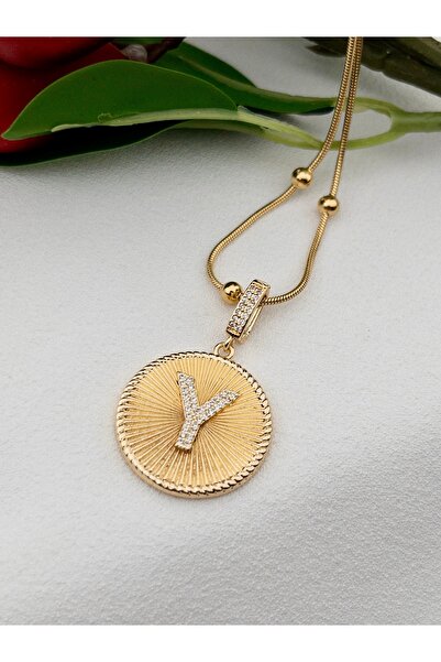 Siya Silver Özel Seri Kararmaz Çelik Zirkon Taşlı Dorika Zincirli Harfli Koly...