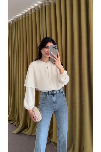 HAZELANNA Bluză ecru cu pelerină