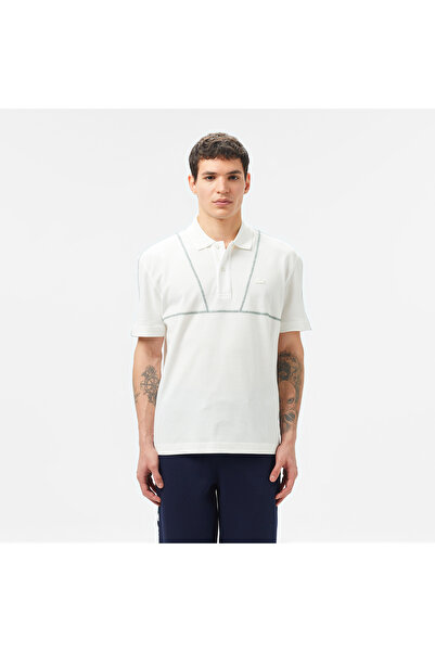 Lacoste Erkek Loose Fit Desenli Beyaz Polo