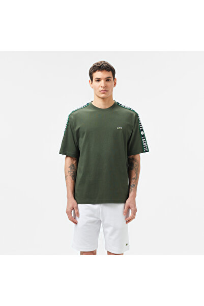 Lacoste Erkek Relaxed Fit Bisiklet Yaka Baskılı Koyu Yeşil T-Shirt