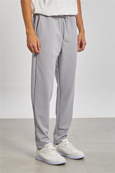 BARRELS AND OIL Regular fit men's trousers with tie waist - light grey