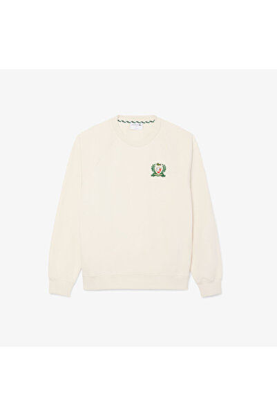 Lacoste Erkek Classic Fit Bisiklet Yaka Krem Sweatshirt