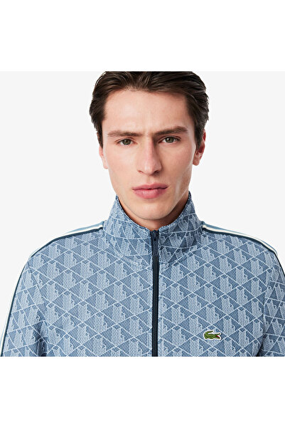 Lacoste Erkek Regular Fit Fermuarlı Monogram Mavi Sweatshirt