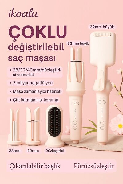 ikoalu Automatic, Interchangeable Head, Multi-Functional 5-in-1 Tongs. Negative Ions Protect Your Hair.