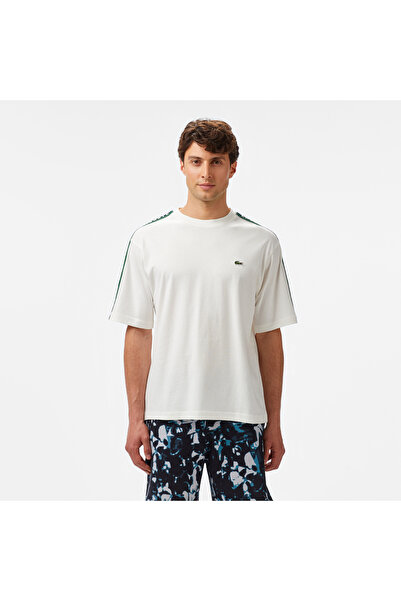 Lacoste Erkek Relaxed Fit Bisiklet Yaka Baskılı Beyaz T-Shirt