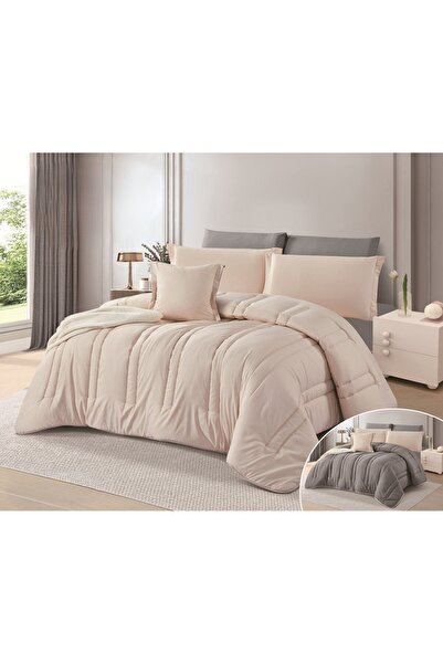 Red Rose طقم لحاف مفرش سرير نفرين بتصميم سادة لتعيش تجربة رفاهية الفنادق مقاس 240*260 سم