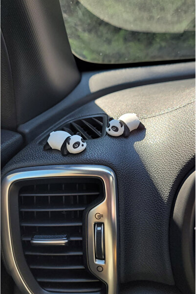 ESEMİZ 2 Adet Plastik Mini Panda Araç İçi Aksesuar, Araba Klima Süsü, Panda D...