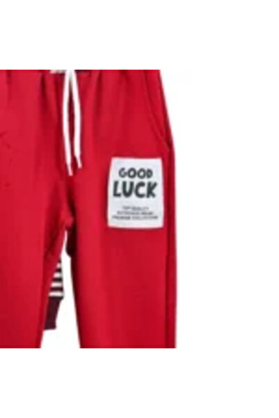 Mamboo Red Boys' Tracksuit with Hooded Striped Sweatshirt