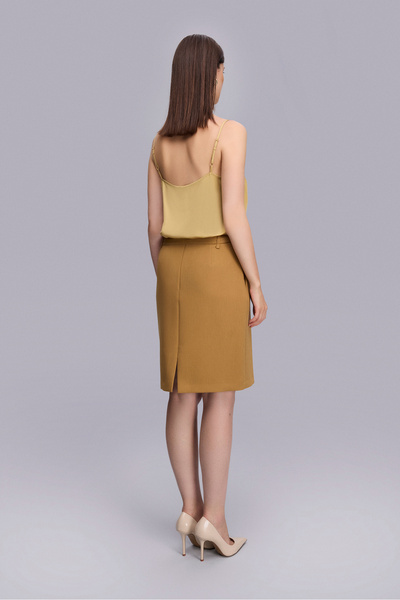 Naramaxx Beli Kemerli Diz Boy Yeşil Etek