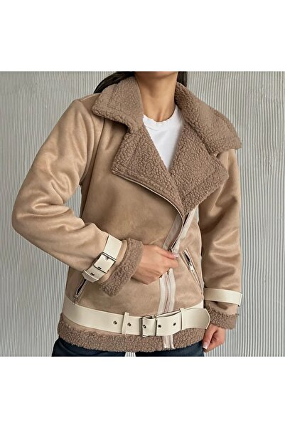 Moda Lounge İthal Premium Süet Toscana Lamine Biker Deri Mont