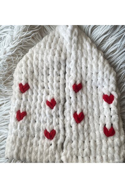 SO SAD BUTİK EL ÖRGÜSÜ KALP DETAYLI ATKI