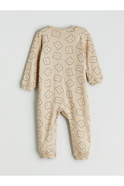 LC Waikiki Beige Printed Baby Boy Romper