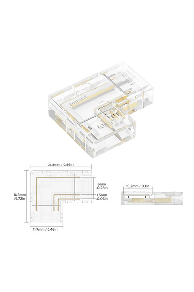 Genel Markalar 4 adet şeffaf L şekli kapak konnektörleri 2pin FCOB 8mm LED şe...