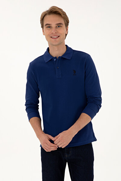 U.S. Polo Assn. Erkek Regular Fit Polo Yaka İndigo Basic Sweatshirt 50307757-VR028