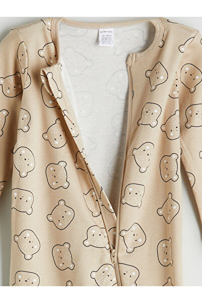 LC Waikiki Beige Printed Baby Boy Romper