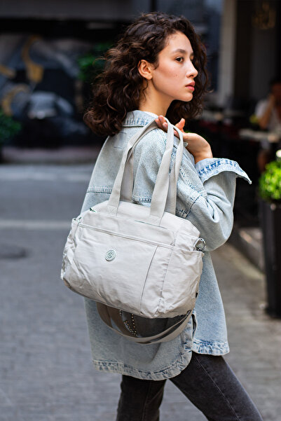 YOGII Hanet Model Women's Large Size 5-Compartment Waterproof Satin Fabric Crossbody and Shoulder Strap Bag