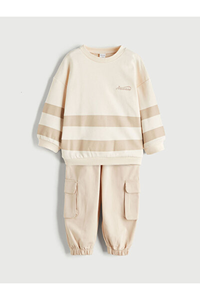 LC Waikiki Crew Neck Printed Baby Boy Sweatshirt and Pants