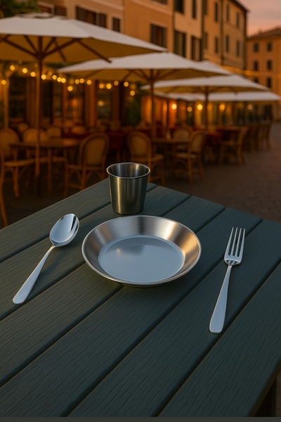 Metler Tek Kişilik Paslanmaz Çelik Sofra Seti | Kamp Piknik Öğrenci Asker İht...