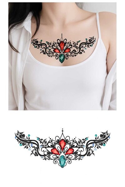 Eva Rose Göğüs Altı Tribal Kol Bacak Göbek Bel Bölgesi Sırt Vücut Geçici Dövme Tattoo