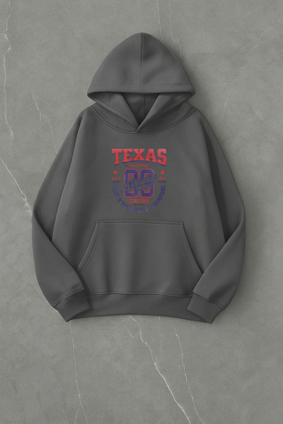 kwear Texas Oversize din bumbac cu imprimeu frontal unisex Swea tricou