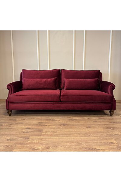 Hanel Mobilya BERNARD KANEPE BORDO (ÜÇLÜ) İKİ MİNDERLİ