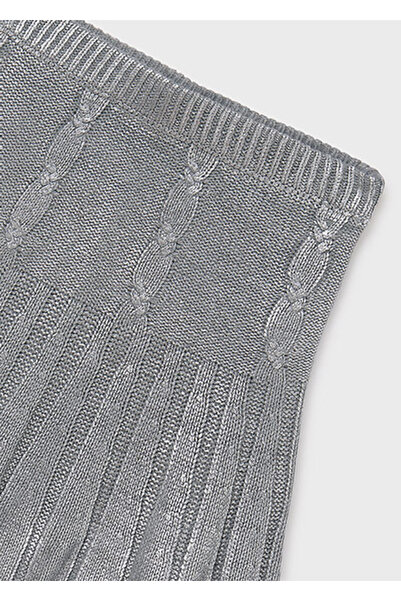 MAYORAL Girl's Glittery Hair Braid Patterned Pleated Knitwear Skirt - Silver