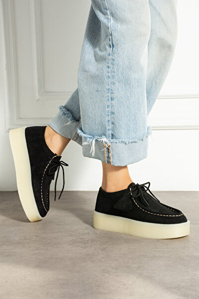 DESPİNA Oslo Women's Brown Suede Lace-Up Casual Shoes – Thick Sole Trend Model