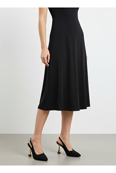 adelix İnce Gold Topuk Tek Bantlı Kadın Şık Stiletto Süet Siyah