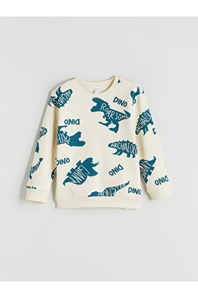 LC Waikiki Crew Neck Dinosaur Printed Boys' Sweatshirt