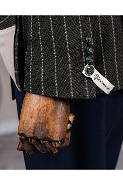 TerziAdemAltun Italian Style Slim Fit Double Breasted Men Single Jacket Green T14547