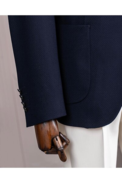 TerziAdemAltun Італійський стиль slim fit моно комір чоловічий однобортний піджак синій T14398