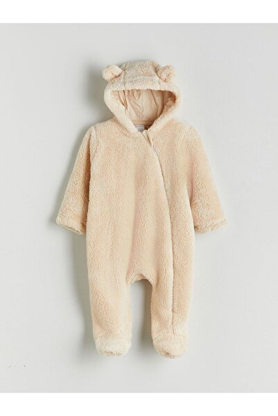 LC Waikiki LCW baby Hooded Long Sleeve Baby Girl Plush Jumpsuit