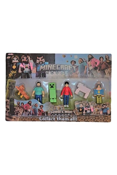 MASHASHOP Set 6 figurine, stil film Minecraft, verde/multicolor, 8 cm