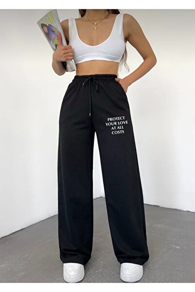 Le Vion KadınProtect Φούτερ με στάμπα, ψηλόμεσο, φαρδύ, χαλαρό παντελόνι