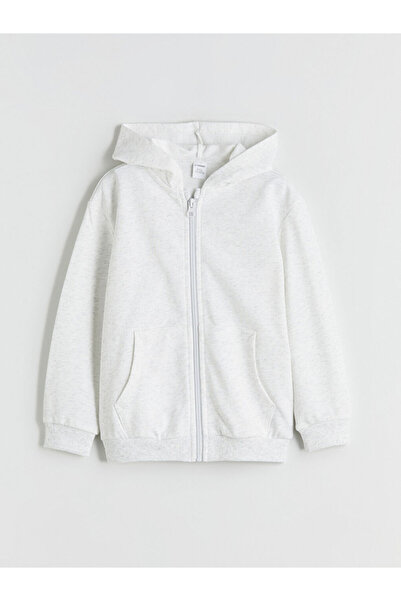 LC Waikiki Kapüşonlu Basic Uzun Kollu Erkek Çocuk Fermuarlı Sweatshirt