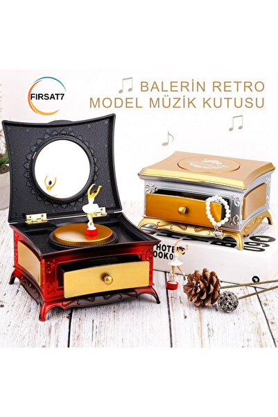 Fırsat7 Aynalı Müzik Mücevher Kutusu Dans Eden Balerin Müzik Kutusu Sevgilile...