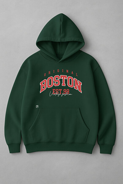 kwear Hanorac oversize unisex cu imprimeu Boston tricou