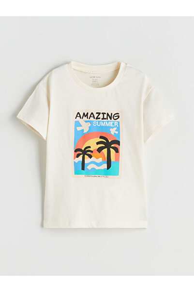 LC Waikiki Rmz Gi̇yi̇m Farkiyla Zero Roba Collar Printed Baby Boy T-Shirt