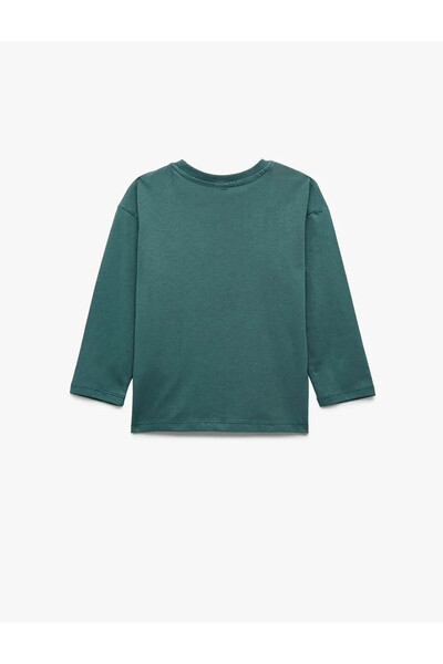 Koton Embroidered Cotton Green Baby Boy Long Sleeve T-Shirt 6Wmb10020Tk