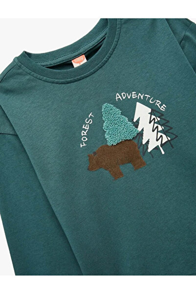 Koton Embroidered Cotton Green Baby Boy Long Sleeve T-Shirt 6Wmb10020Tk