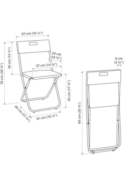 IKEA Foldable Chair, Black, Steel Alloy Frame by