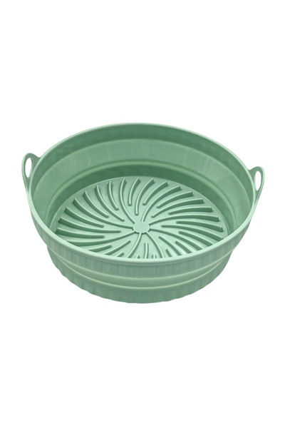 Choice Green Round Foldable Air Fryer Silicone Liner Reusable Air Fryer Silicone Baking Tray Food Grade Sil