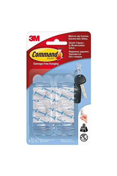 COMMAND Set of 6 hooks and 8 small COMMAND straps, maximum supported weight 225 g, Transparent