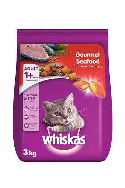 Whiskas كيس طعام جاف للمأكولات البحرية الفاخرة متعدد الألوان 3 كجم