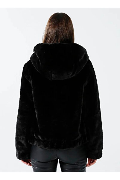 ONLY Onlvida Fur Hooded Siyah Kadın Mont 15260047