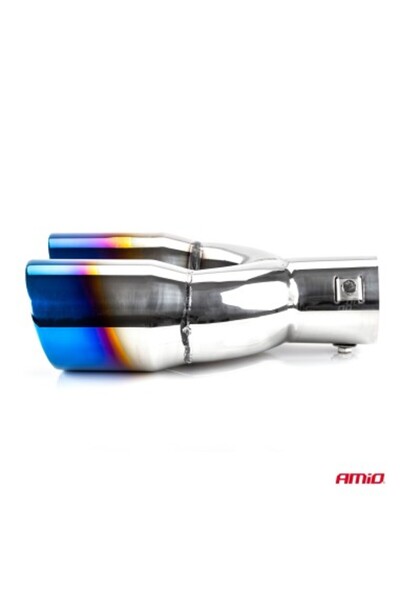 AMIO Stainless steel exhaust muffler trim with two outlets 32-52mm, Length 240mm