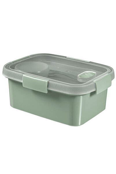 CURVER Food box with cutlery set and Smart To Go valve, plastic, 1.2L, Green/Transparent