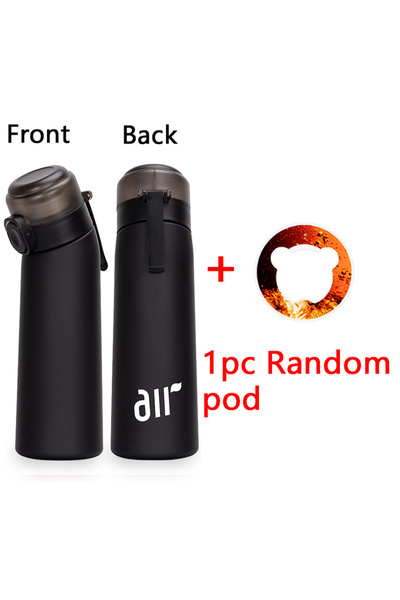 Choice 0.8L Pure Black 1pc Air Water Bottle With 1pc Random Flavor Pods Porta...