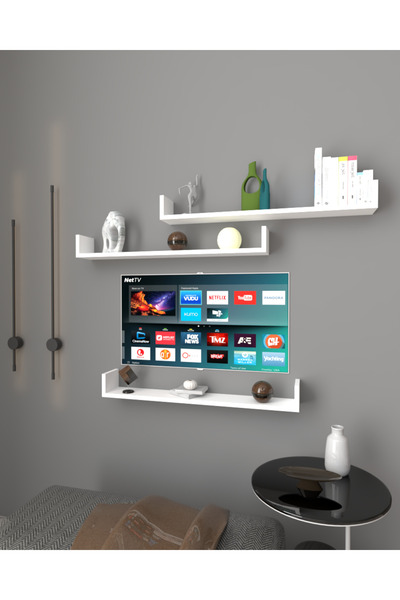 Kahraman Mobilya Aksesuarları Üçlü Uçan Raf - Tv Rafı - Duvar Rafı - Kitaplık...