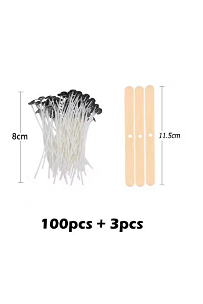 Choice مجموعة من 100 قطعة من فتائل الشموع القطنية المشمعة مقاس 8 سم مع حامل، ...